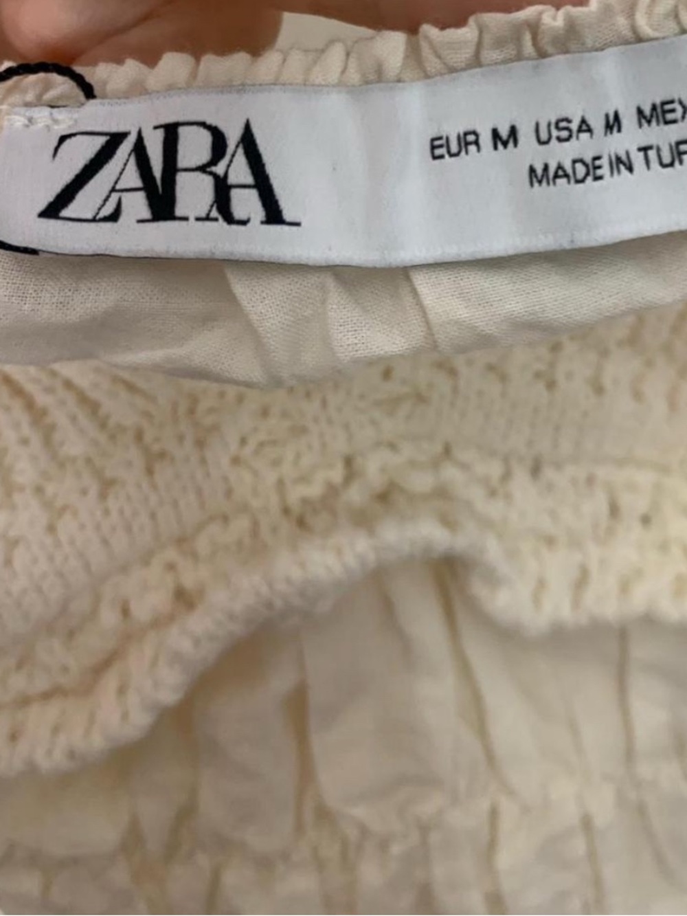 Zara Crochet Combination Knit & Eyelet Peplum Top - Size M - Picture 6 of 6